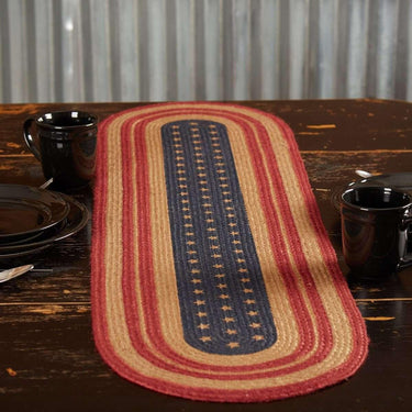 Liberty Stars Flag Jute Braided Table Runner - The Fox Decor